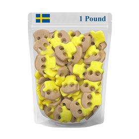 Munchique banana skull gummies showcase playful Swedish candy with chewy banana and toffee flavor.