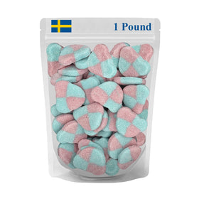 Munchique Swedish Candy sour blueberry bear gummies in a resealable bag for on-the-go snacking.