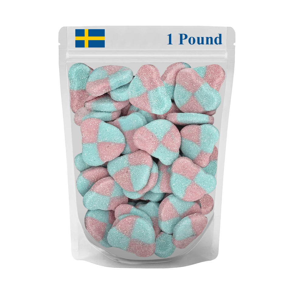 Munchique Swedish Candy sour blueberry bear gummies in a resealable bag for on-the-go snacking.