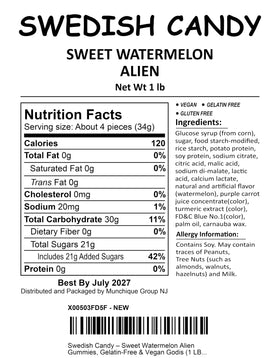 Munchique vegan gelatin-free alien gummies—plant-based option in a resealable bag.