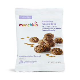 Munchkin Milkmakers cookie bites box displays convenient, mess-free snacking.