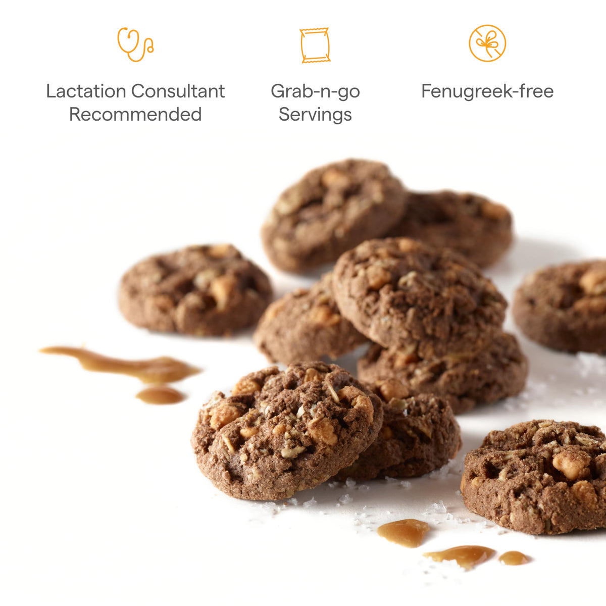 Munchkin Milkmakers cookie bites on-the-go pouch ideal for busy breastfeeding days.
