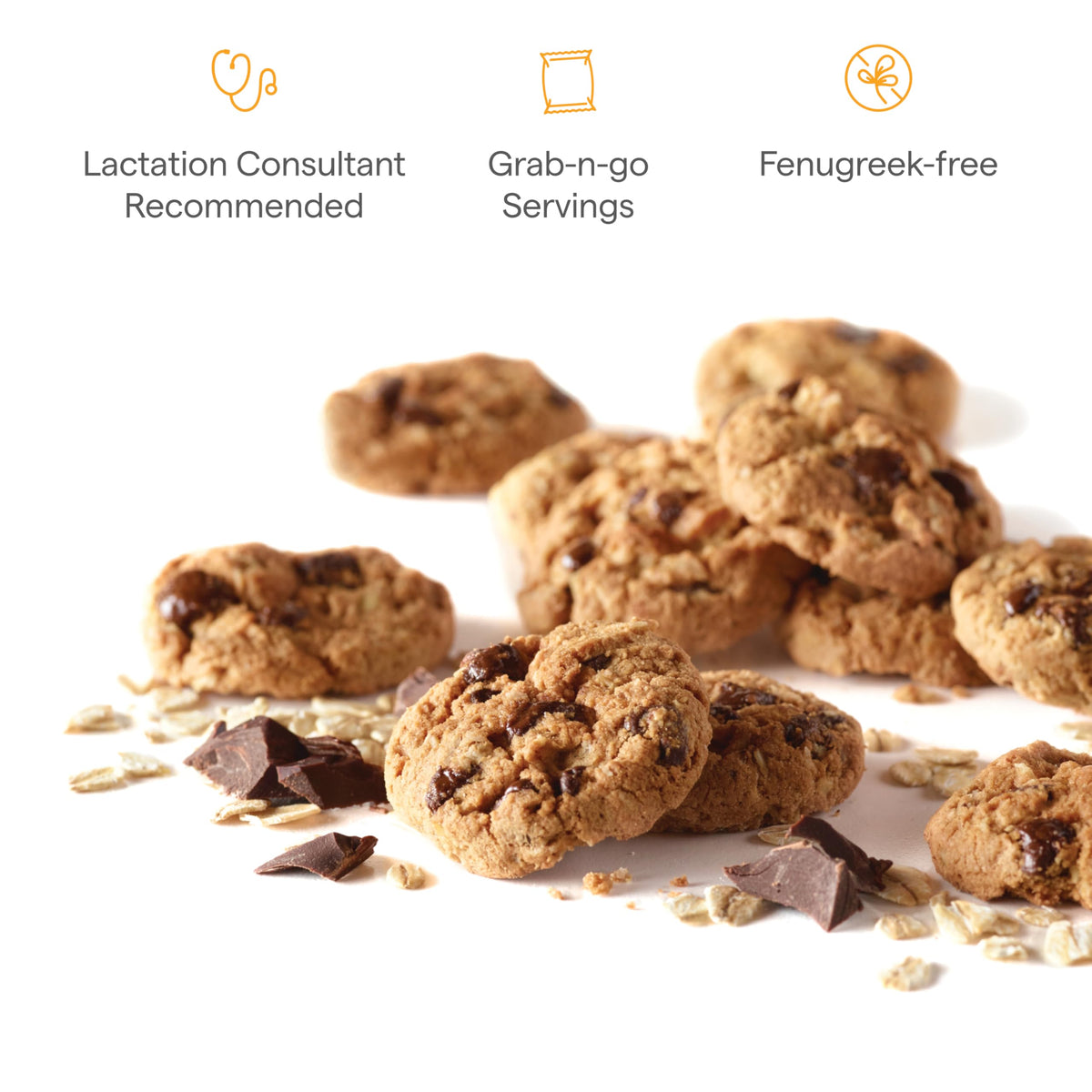 Munchkin Milkmakers bite-size cookies for quick nursing moments.