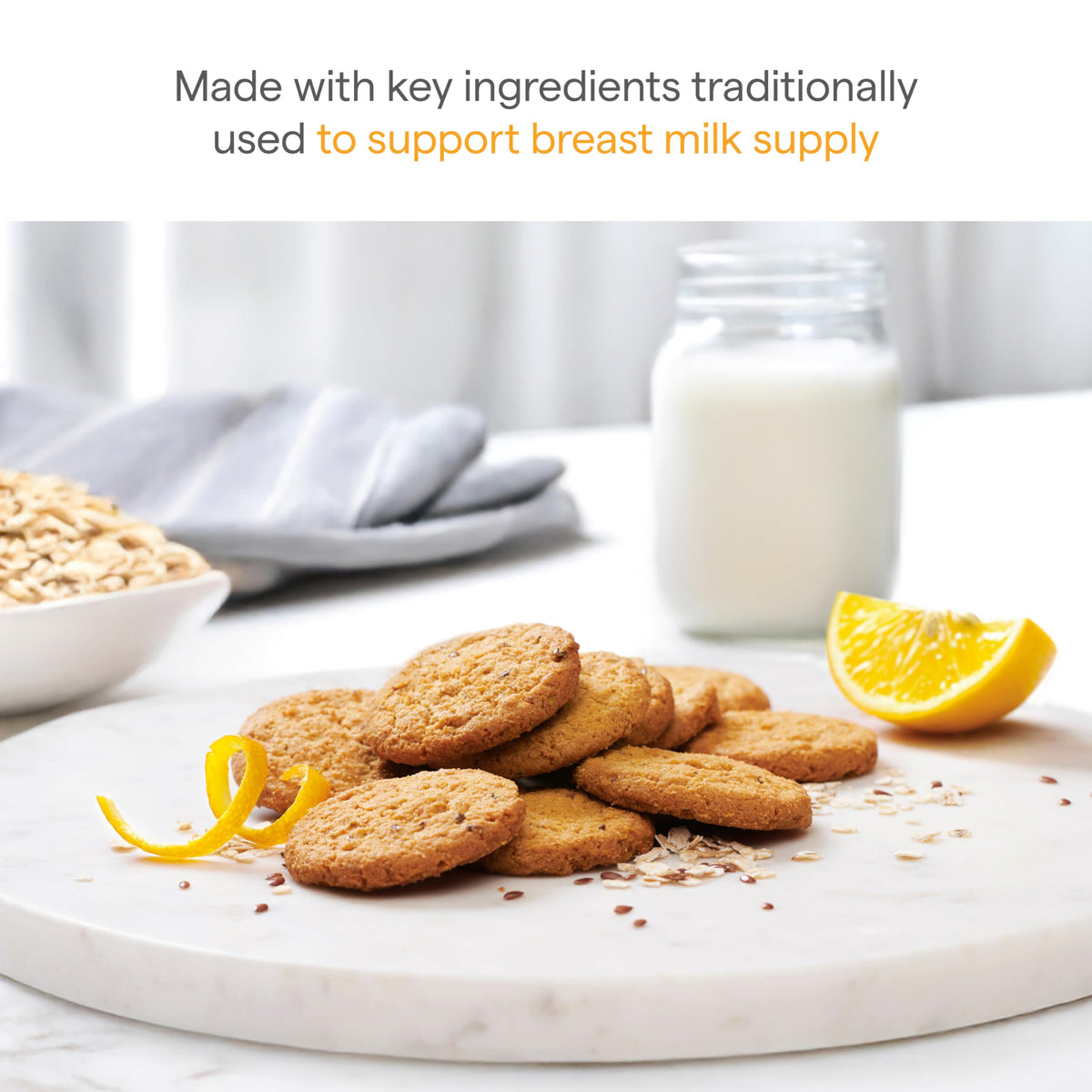 Munchkin Milkmakers Lemon Bliss cookies in a pack for convenient nursing snacking