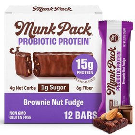 Munk Pack brownie-nut-fudge bar packaging highlights a convenient keto snack for on-the-go energy.