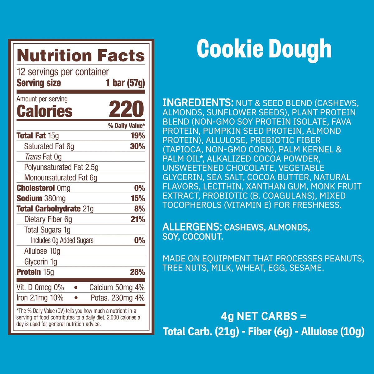 Munk Pack graphic highlights 15g protein and 4g net carbs per bar