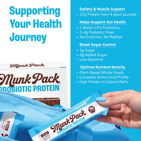 Munk Pack bar slice reveals chocolate chips indicating protein-packed satisfaction
