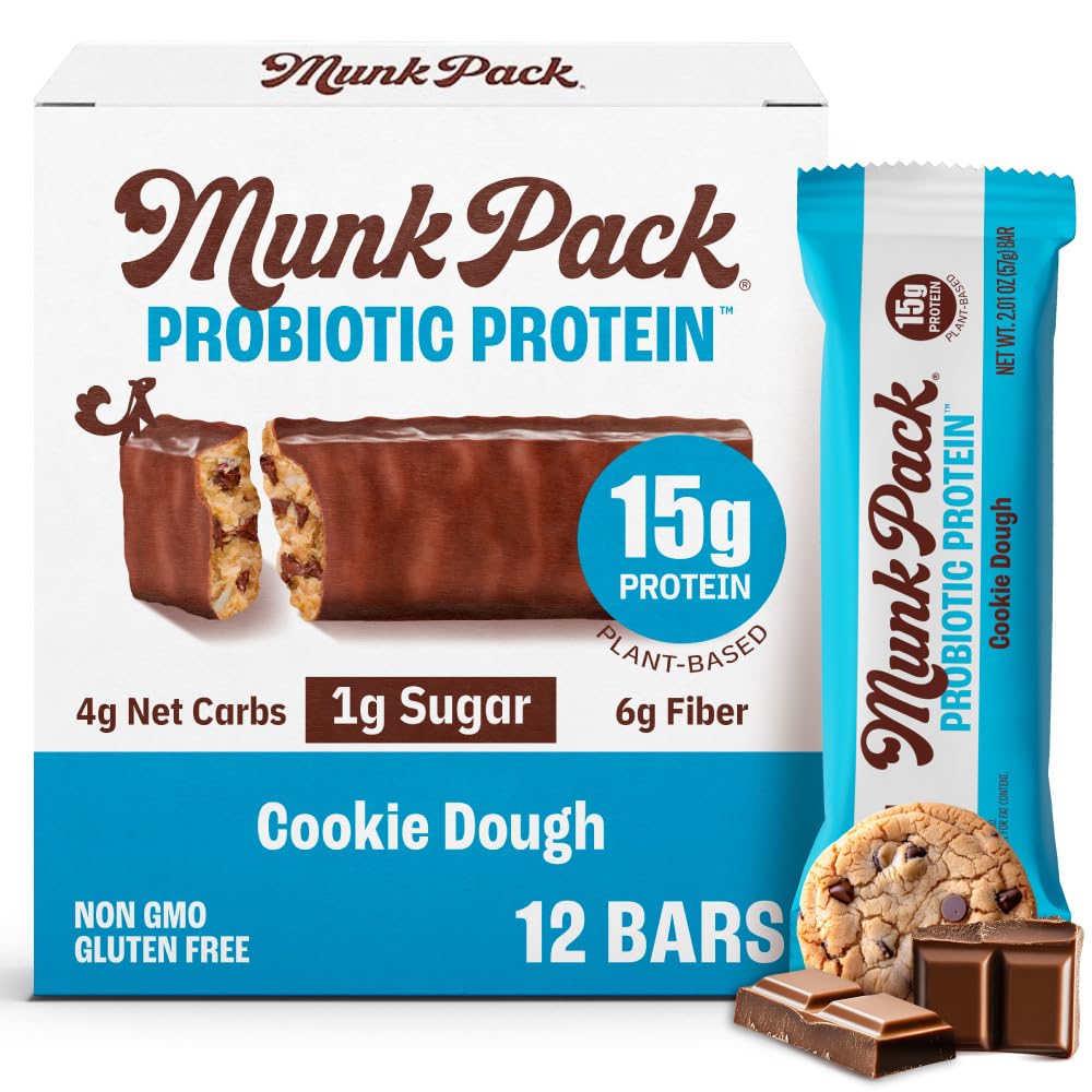 Munk Pack cookie dough bar unwrap shows chewy texture for on-the-go energy