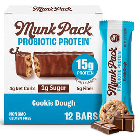 Munk Pack cookie dough bar unwrap shows chewy texture for on-the-go energy