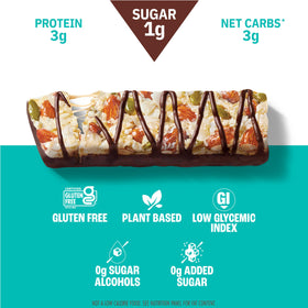 Munk Pack fiber nut bar close-up with chocolate drizzle and sea salt for indulgent flavor