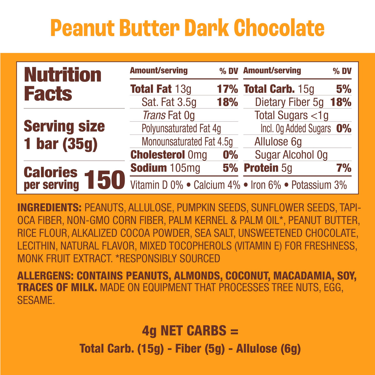 Munk Pack Fiber Nut Bar ingredients close-up featuring plant protein and allulose.