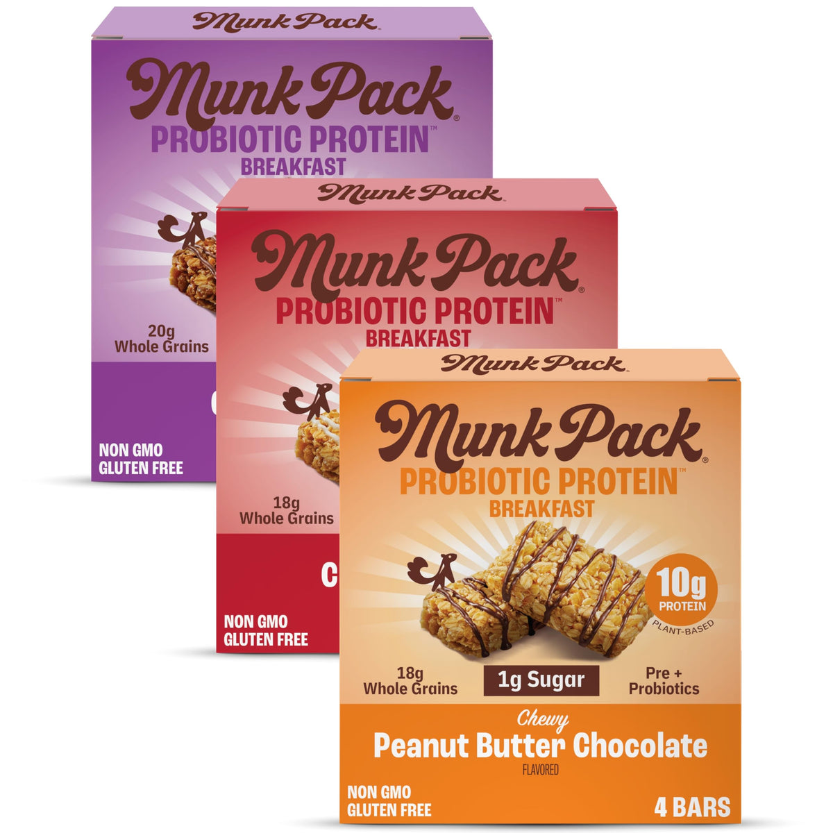 Munk Pack probiotic bar chocolate chip close-up highlighting chewy texture for breakfast