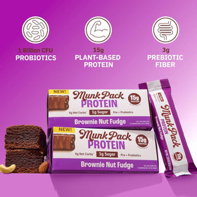 Munk Pack Bars closeup texture emphasizes creamy plant protein and fiber balance