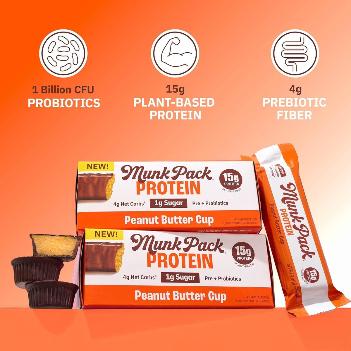 Munk Pack probiotic guide imagery communicates digestive wellness support through prebiotics