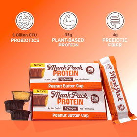 Munk Pack probiotic guide imagery communicates digestive wellness support through prebiotics