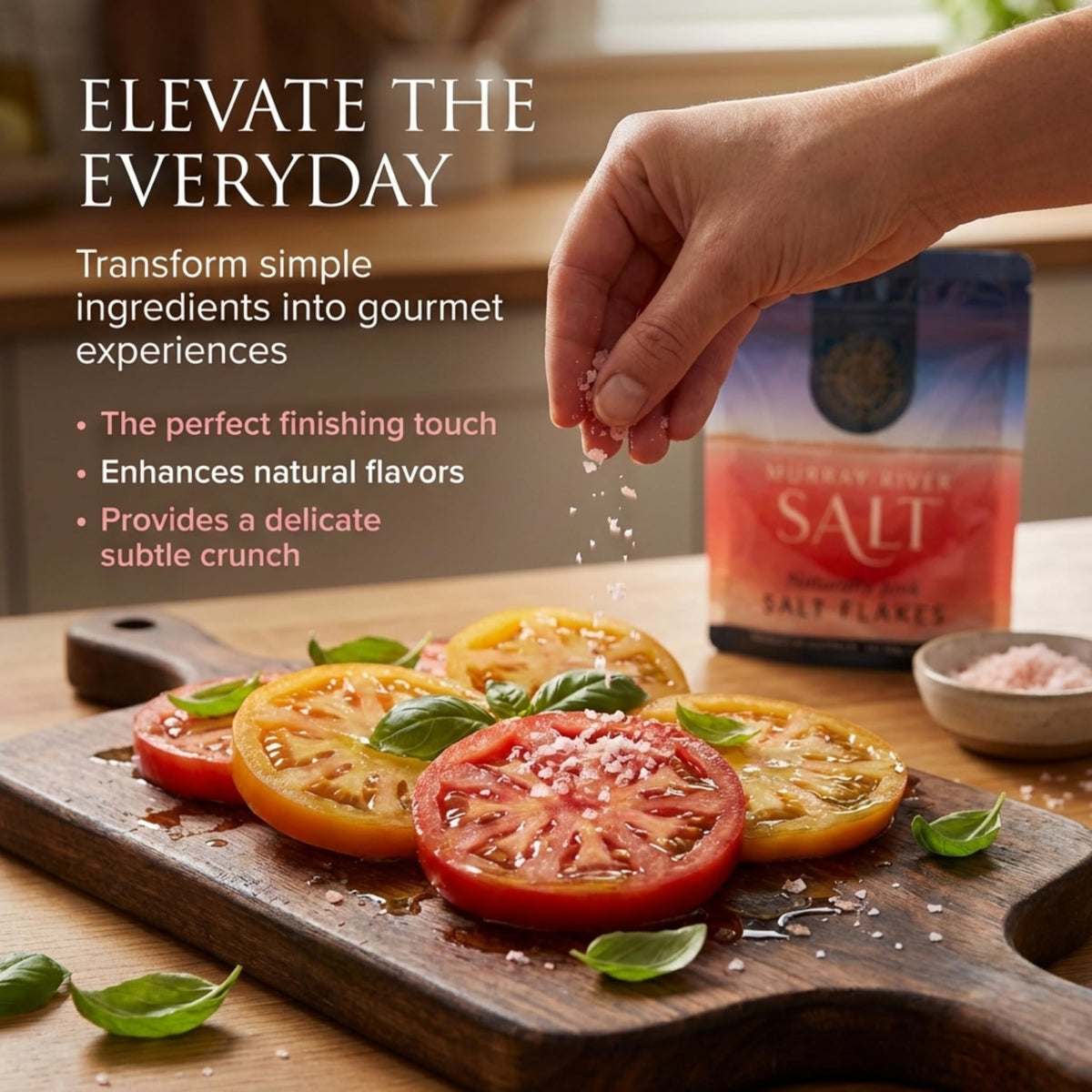 Murray River Gourmet Salt Flakes used as finishing salt on plated dish