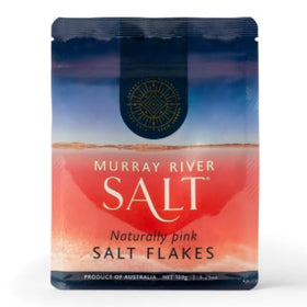 Murray River Gourmet Salt Flakes pack front with pink crystals ready to season