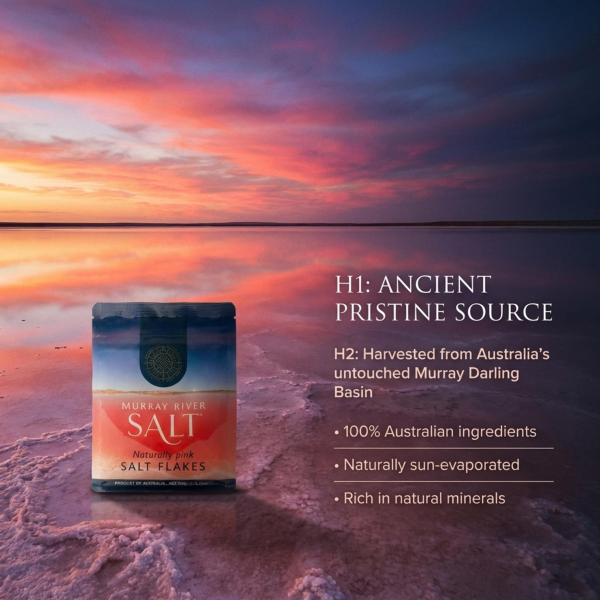 Murray River Gourmet Salt Flakes pink crystals for finishing touches