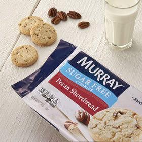Murray Sugar Free Pecan Shortbread Cookies close-up shows crunchy pecans.