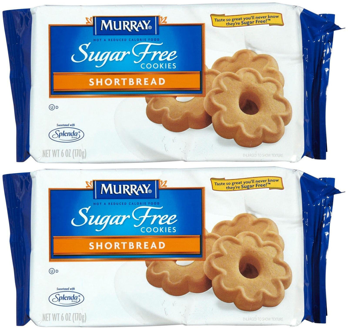 Murray sugar free shortbread cookies 2x6 oz pack for easy snacking.
