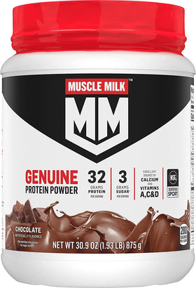 Muscle Milk Chocolate 2-3 lb container front, ideal for post-workout fueling.