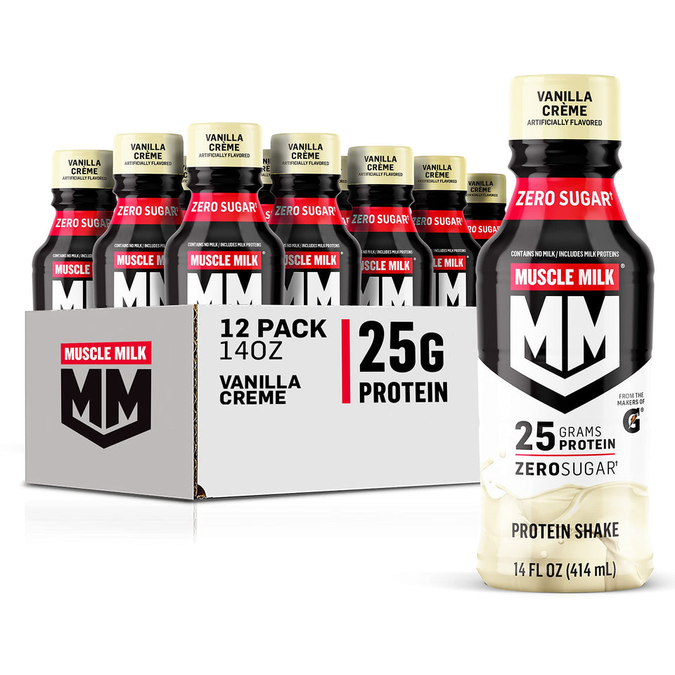 Muscle Milk Genuine Vanilla Creme bottle shown for post-workout nutrition