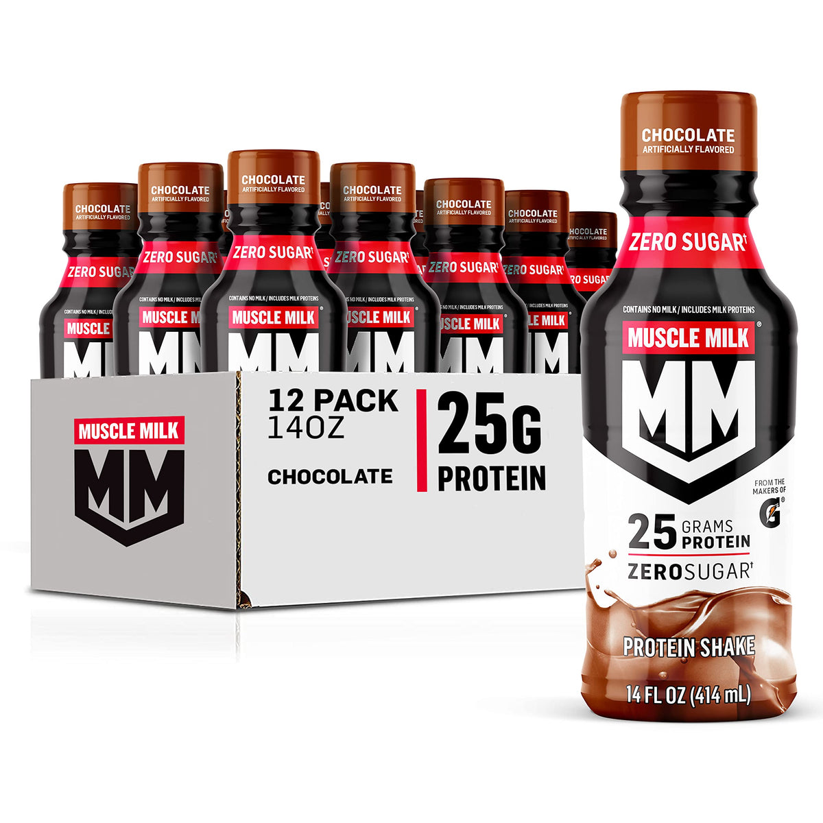 Muscle Milk Genuine Protein Shake bottle in chocolate flavor for post-workout recovery