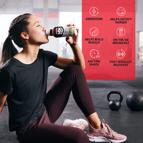 After-workout scene with Muscle Milk Genuine Protein Shake for recovery support