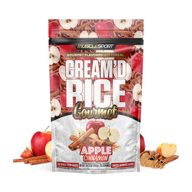 Musclesport Cream'd Rice Gourmet Apple Cinnamon serving in a bowl for a wholesome breakfast.