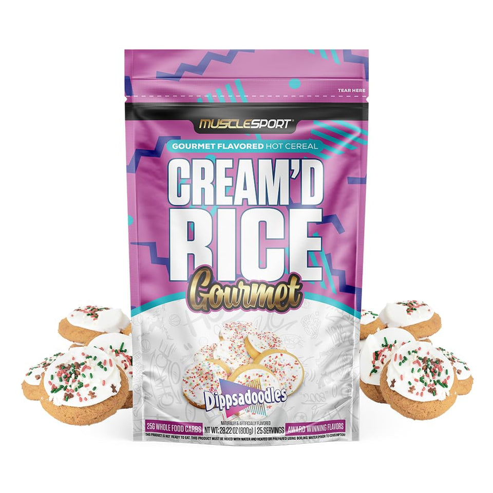 Musclesport Cream'd Rice Gourmet hot cereal, smooth and ready for quick breakfasts.