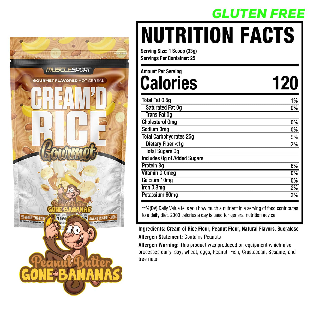 Musclesport Cream'd Rice Gourmet package highlighting premium flavor inclusions
