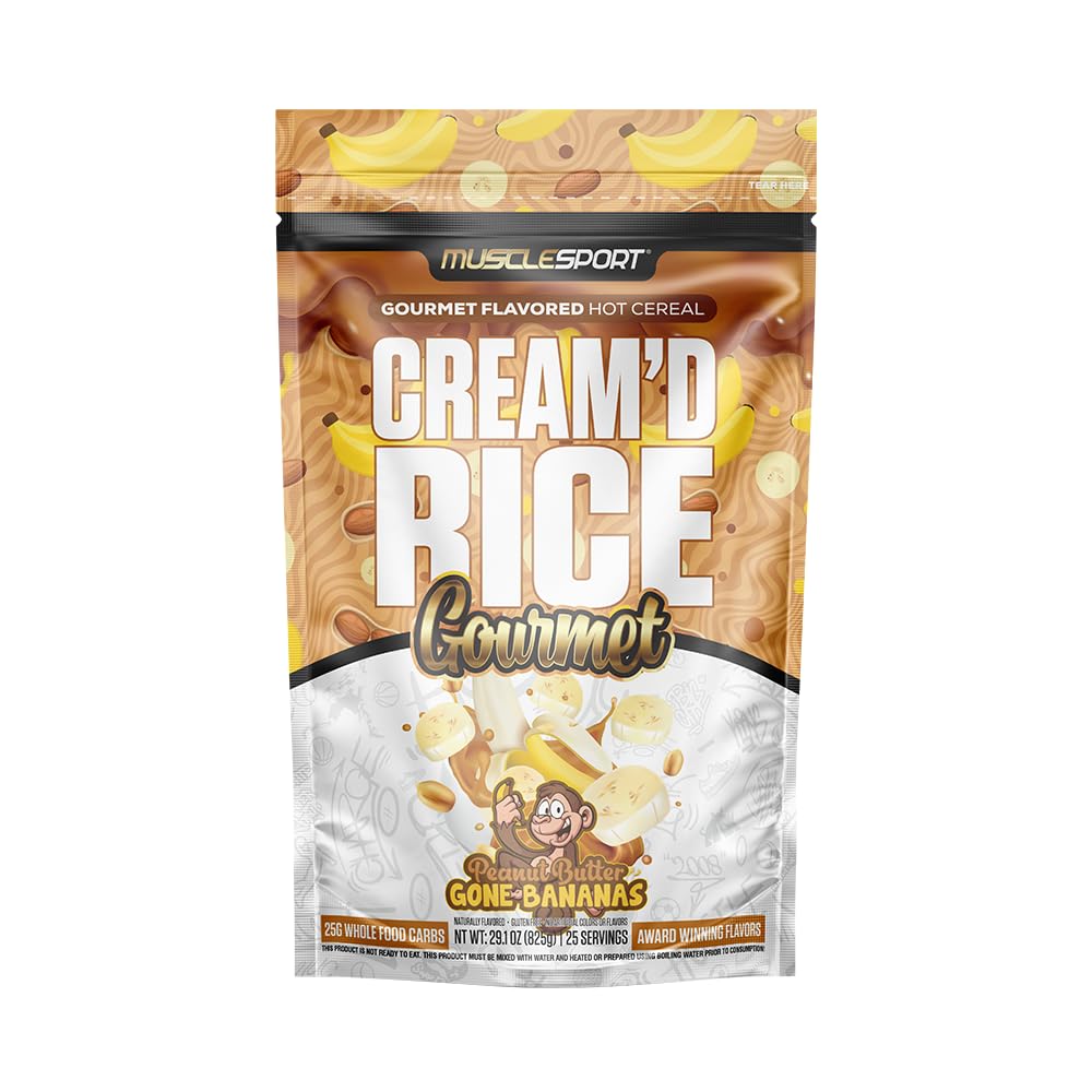 Musclesport Cream'd Rice Gourmet being poured, a post-workout friendly option