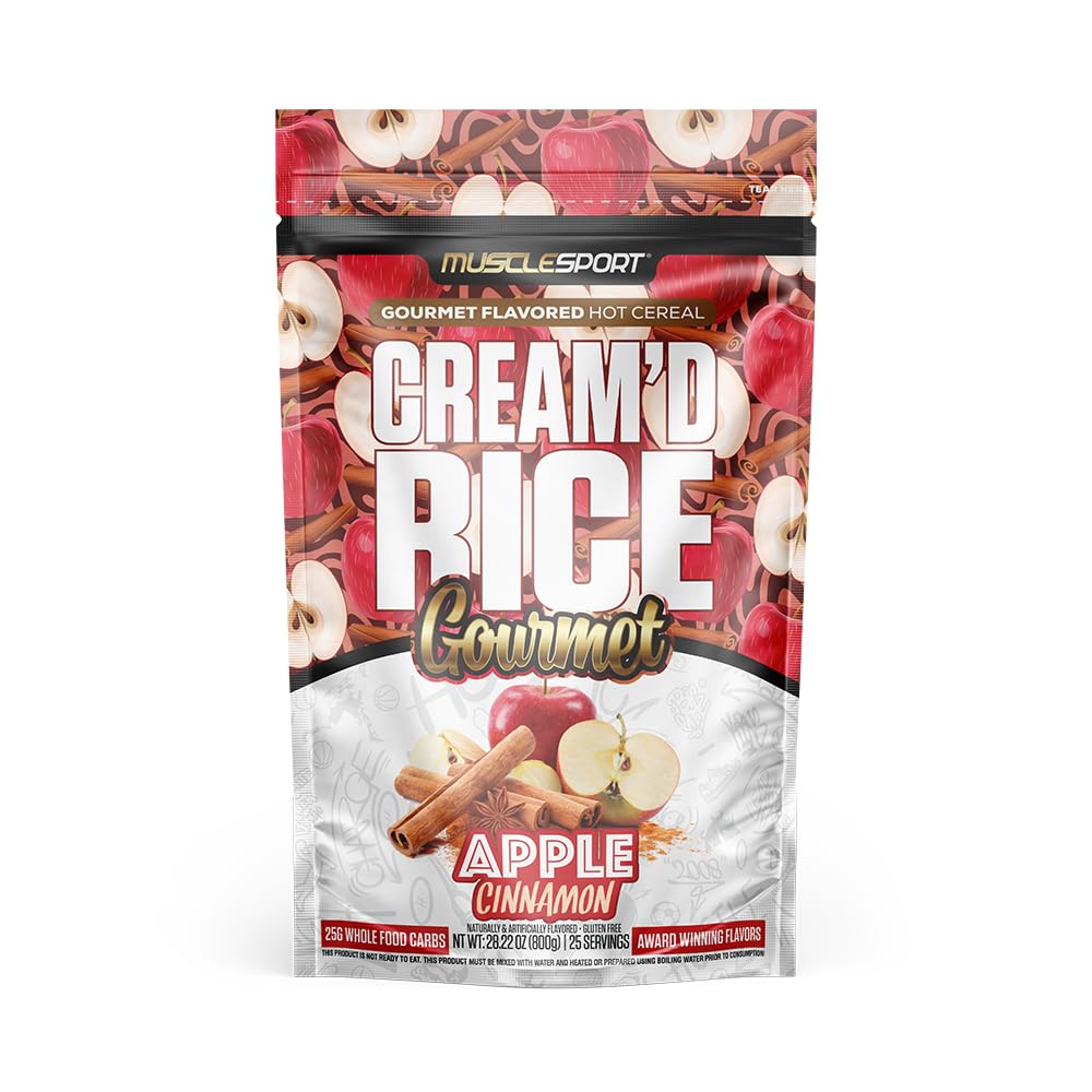 Musclesport Cream'd Rice Gourmet steaming hot cereal, ready to customize with toppings.