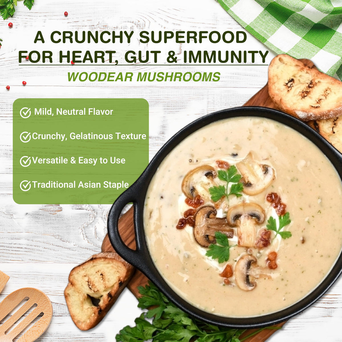 Chef-ready versatility blends into pasta, soups, sauces and more.