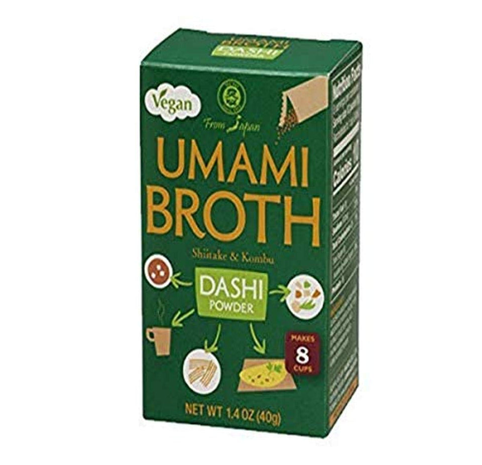 Muso From Japan Umami Dashi Powder packaging—vegan broth base for miso, noodle soups, and ramen.