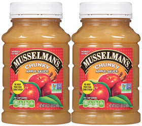 Musselman's Chunky Apple Sauce jar front view, ready for on-the-go snacking.
