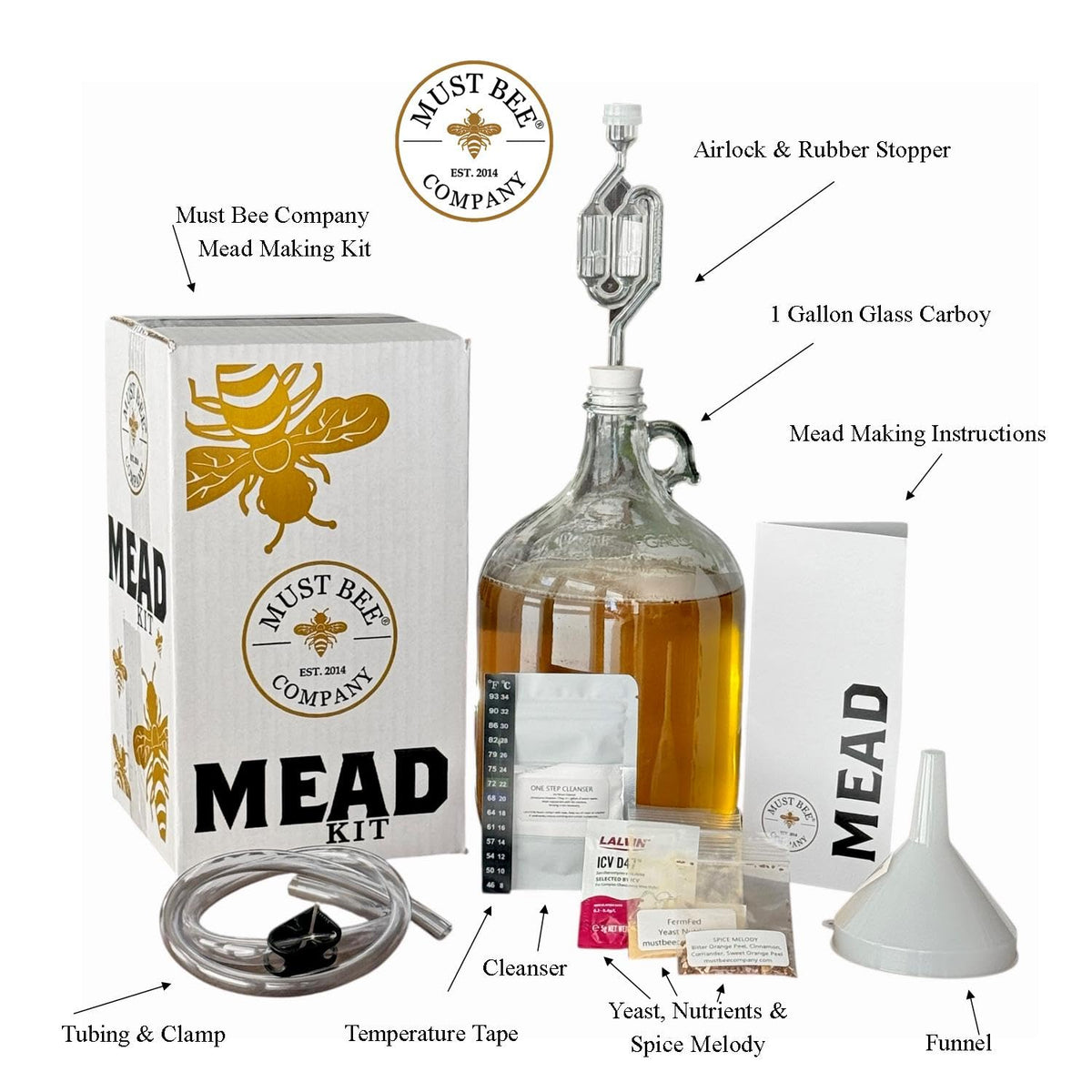Must Bee Mead Kit airlock and stopper for fermentation readiness