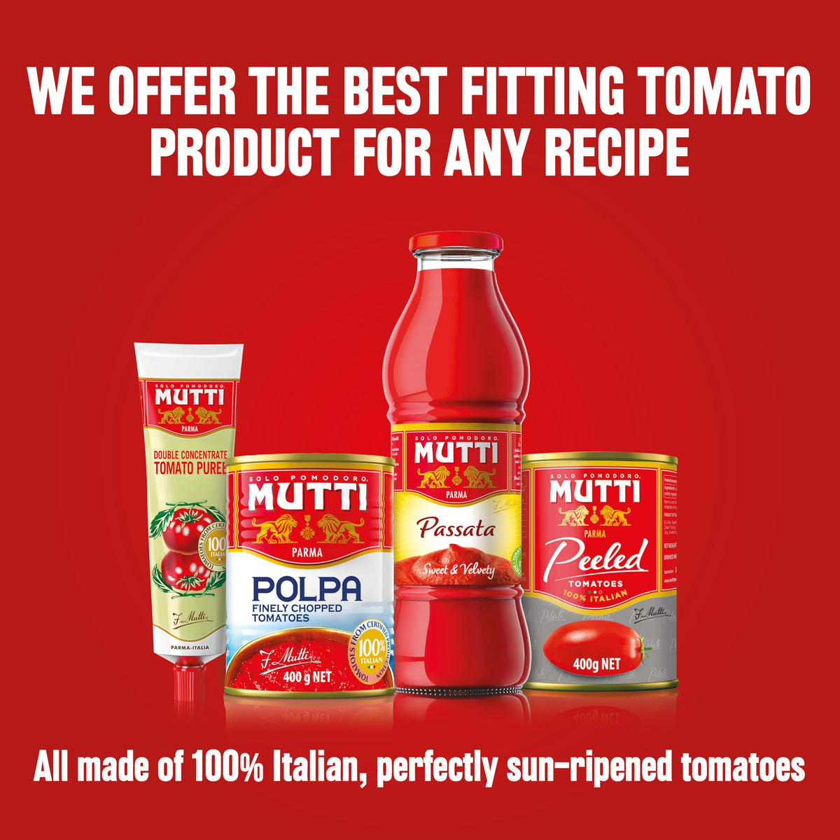 Mutti Crushed Tomatoes Polpa sauce idea bowl – ideal for bruschetta and salsas