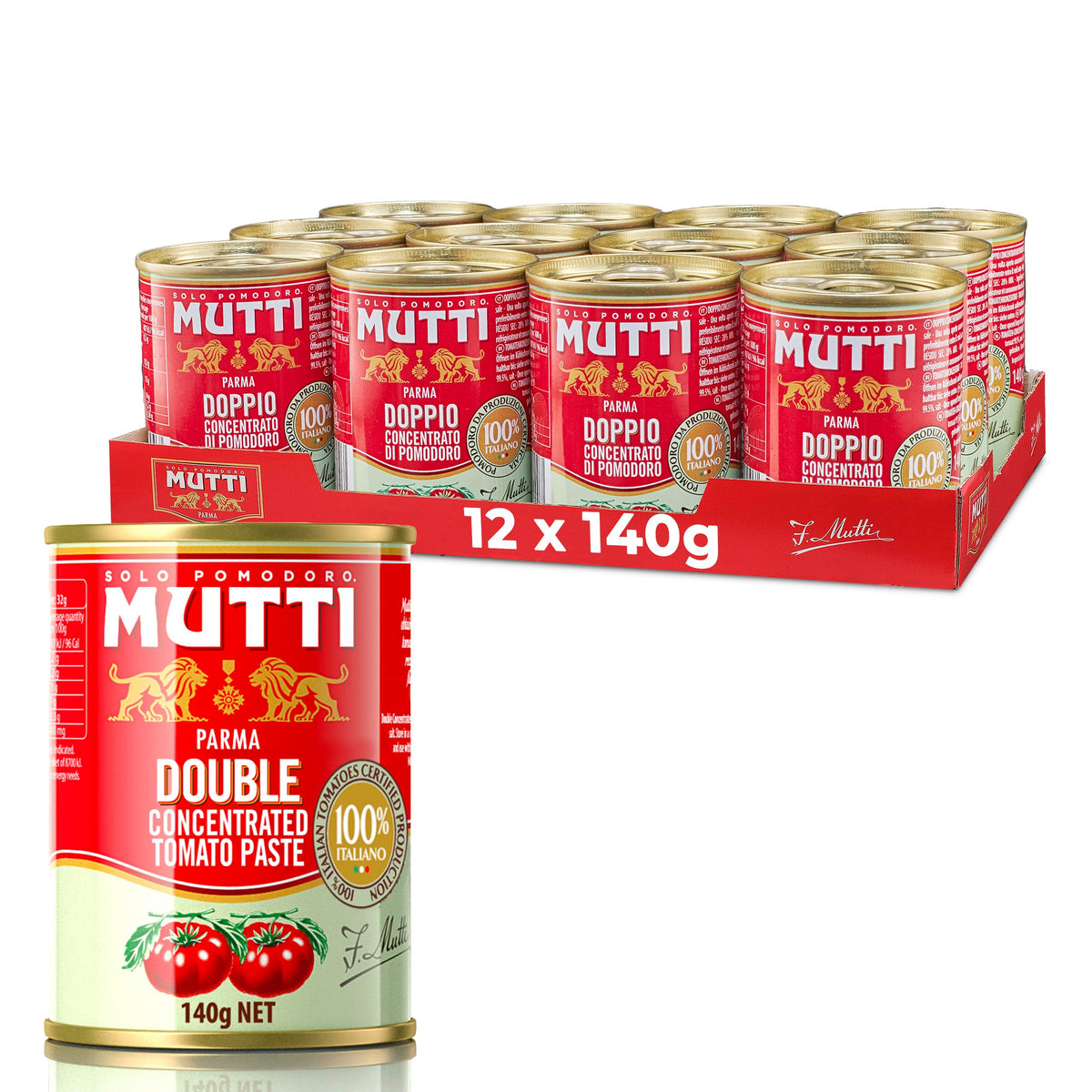Mutti Double Concentrated Tomato Paste can for rich, versatile flavor in sauces and stews.