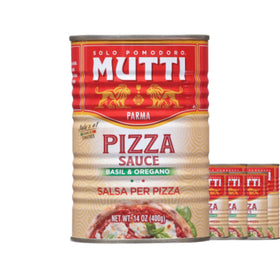 Mutti pizza sauce bottle with basil and oregano delivers authentic Italian pizza flavor.