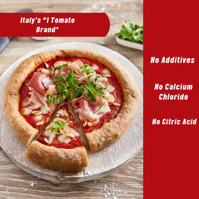 Mutti pizza sauce on a basil leaf emphasizes fresh ingredients for flavor.