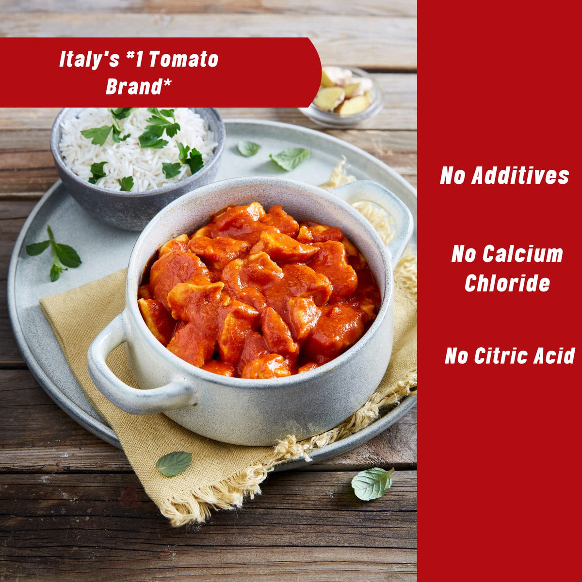 Mutti Tomato Puree smooth texture close-up ideal sauce base.