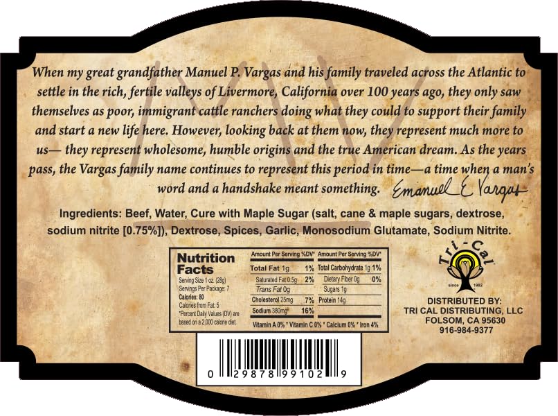 Close-up of MV Vargas California Dry Beef Jerky Original bite showing rugged texture and protein-rich flavor.