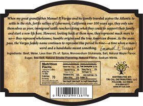 MV Vargas California Dry Style Beef Jerky hot-spicy slices showcase chewy texture