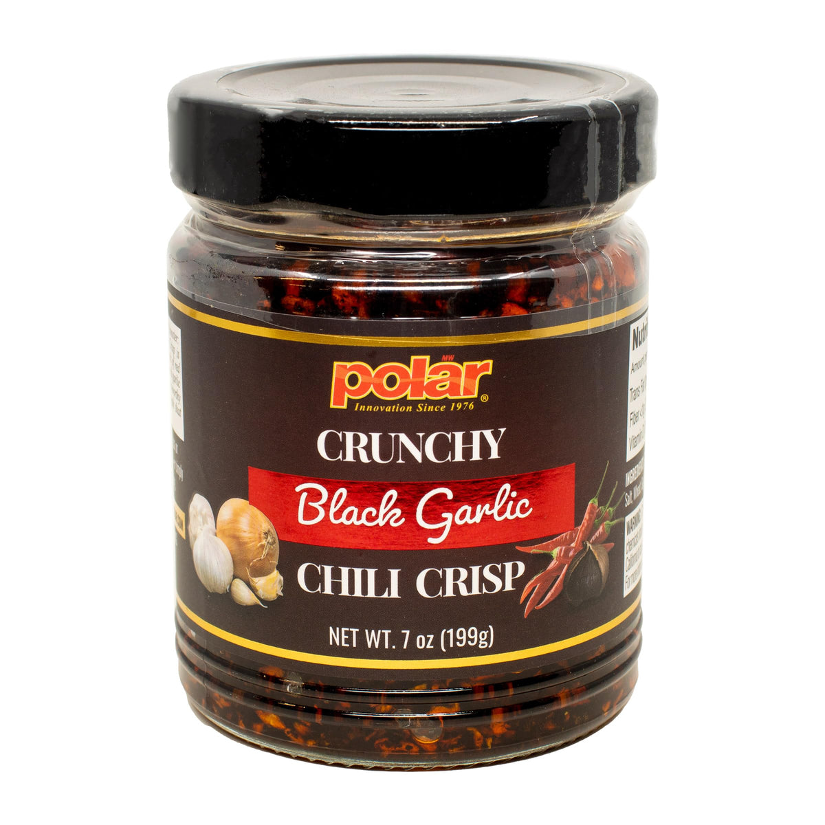 MW Polar Crunchy Black Garlic Chili Crisp jar adds bold umami crunch to meals.