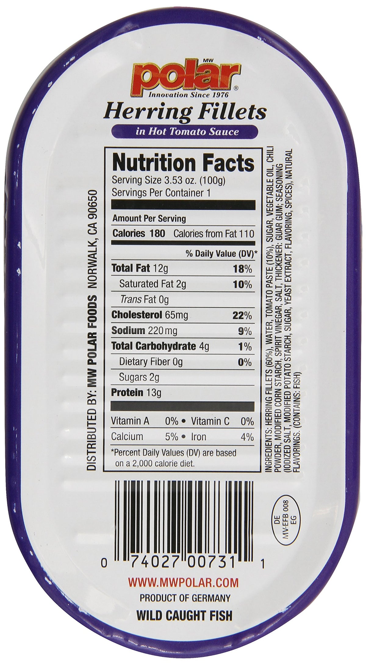 MW Polar herring hot tomato sauce pack-18 display shows value for busy days