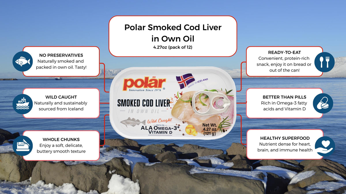 MW Polar smoked cod liver oil origin North Atlantic highlights wild-caught quality