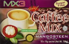MX3 Mangosteen Coffee Mix front view sachets, convenient daily energy boost