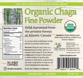 My Berry chaga powder tea brew illustrates steeping like loose-leaf for caffeine-free cups.