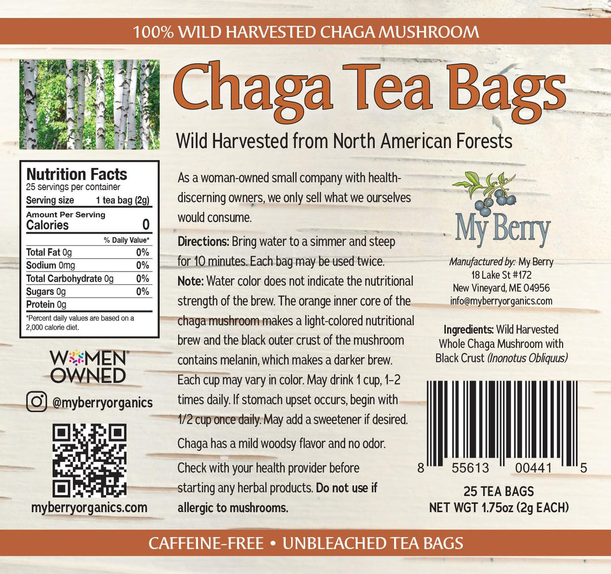 My Berry Chaga Tea Bags steeping for quick, flavorful infusions.